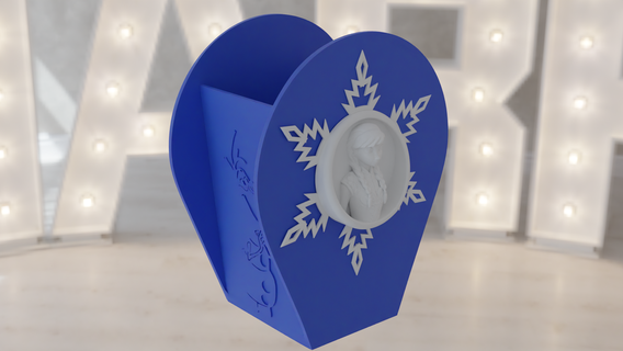 dondurulmuş kalem dolma Kulp destek kutusu Anna Elsa Kristoff Olaf Kalemlik 3d print model - Mito3D