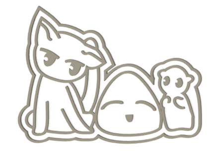 Obst Korb Trio Plätzchen Cutter Ausleihen Gliederung Yuki Kyo Maus Katze Reis dazugewinnen Ball Manga niedlich kawaii Kekse 3d print model - Mito3D
