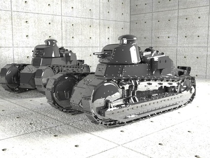 ft 17 tanque ww1 3ds max vehículo juguete 3d print model - Mito3D