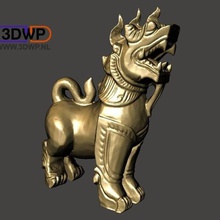 fu dog statue 3d scan chinese guardian lion thai singha wood carving sculpture art animal artec asian asianart meshmixer thailand scans replicas 3d print model - Mito3D