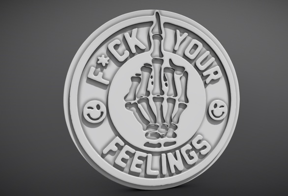 fuck feelings coin 3d print model - Mito3D