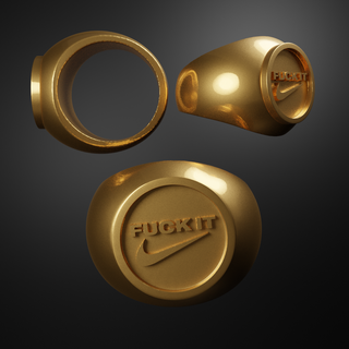 fuck ring fuckit justdoit nike swoosh gold rings 3d print model - Mito3D