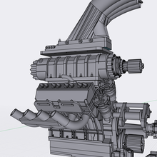 Treibstoff Gebläse Kompressor Injektor Hut Versammlung v8 Zwilling Turbo geblasen aufgeladen verbieten radial Hemi Block ziehen Rennen topfuel 3d print model - Mito3D