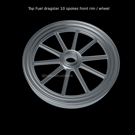 fuel dragster 10 spokes rim wheel 3D print model - Mito3D