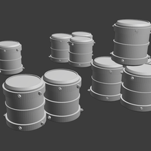 fuel drums barrels game drum warhammer 40k tabletop scenery 3d print model - Mito3D