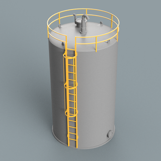 fuel tank agriculture gas diesel storage farm large ladder cage valves pipes inlet discharge grain biodiesel industry industrial 3d print model - Mito3D
