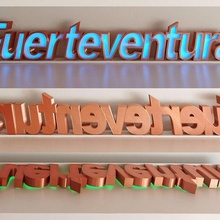 Fuerteventura işaret Led marquee ışıltılı afiş neon kanarya 3d print model - Mito3D