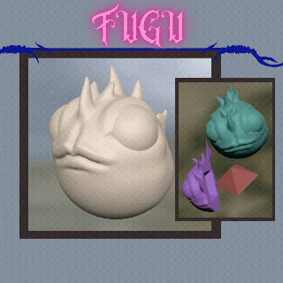 fugu fish ready print two versions fugu fish animal cute kawai gift decor kit key  3d print model - Mito3D