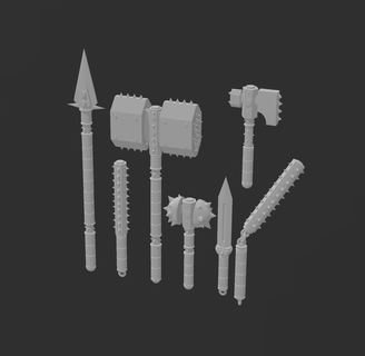 full collection gladiator inspired weapons Game weapon fantasy warrior miniature colosseum combat martial blades figurines steel blunt model sword gear club flail hammer spear 3d print model - Mito3D