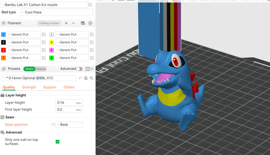 Couleur totodile Pokémon facile impression bambu laboratoire 3mf Jeu laboratoires 3d print model - Mito3D