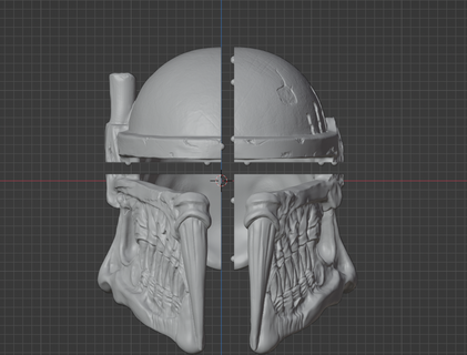full size skull mando helmet chopped mandalorian hasbro starwars way 3d print model - Mito3D