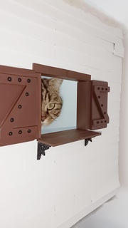 fenêtres ensemble boutique soutiens supports miniature maison poupées bois planche ancien chat accessoires décorations 3d print model - Mito3D
