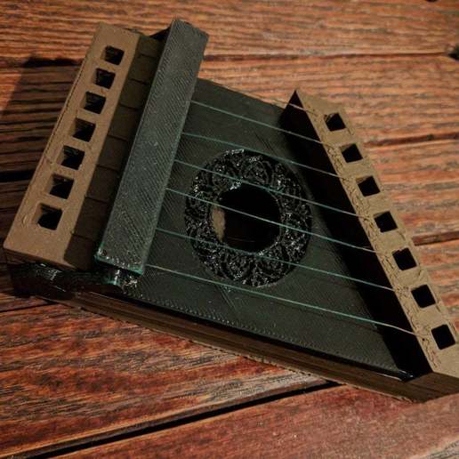 fully 3d printed harp zither music 3D print model - Mito3D