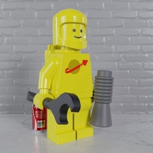 fully articulated classic lego spaceman maxifig -- snap-fit magnetic 3d print model - Mito3D