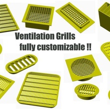 fully customizable ventilation grill openscad ribs slanted replacement parts 3d print model - Mito3D