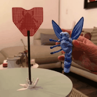 divertido articulado volar palmeta matamoscas mosquito Arte insecto asesino juguete 3d print model - Mito3D