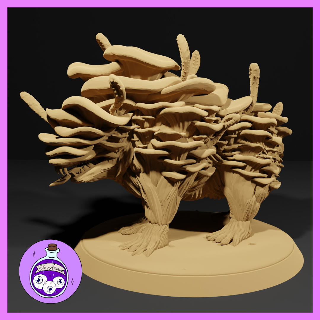 fungal beast fungus mushroom myconid bear monster creature spore sporeling ttrpg dnd dungeonsanddragons miniature pathfinder 3D print model - Mito3D