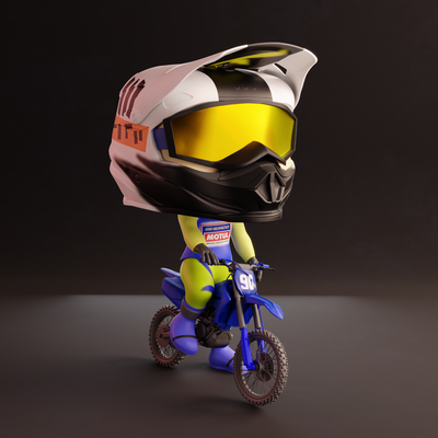 funko-motociclista-enduro moto funko enduro deporte casco motocicleta chibi 3d print model - Mito3D
