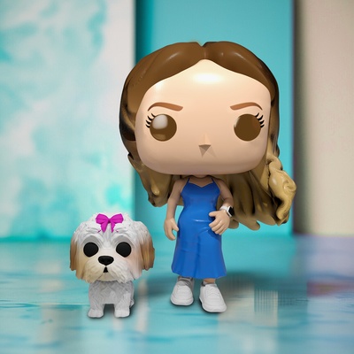 funko pop chica vestido + mascota arte personalizadas personalizado basquetebol jugador 3d print model - Mito3D