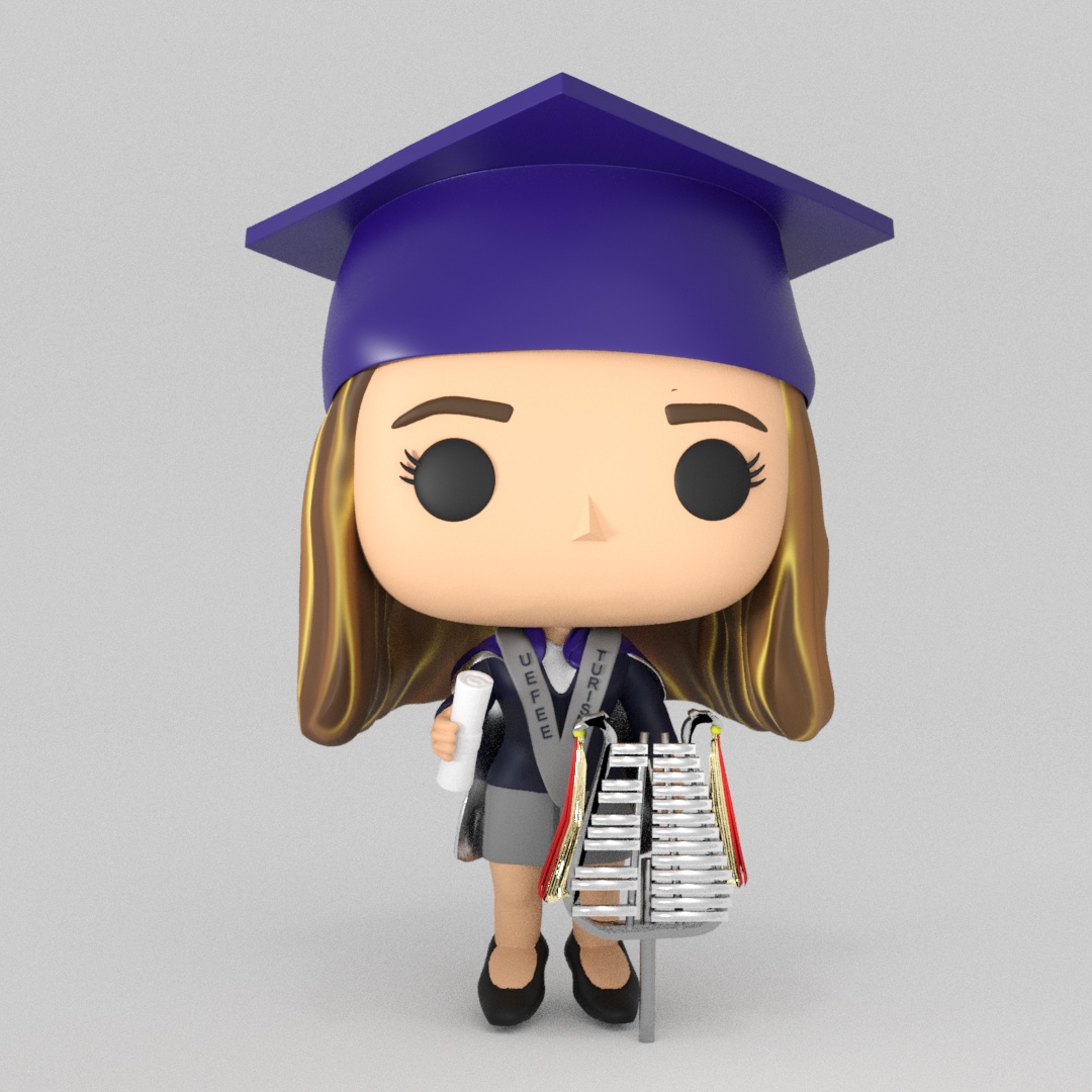 funko pop personalizzato laureato + lira arte laurea breve ragazza 3D print model - Mito3D