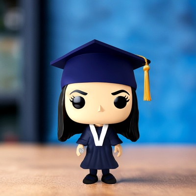 funko pop graduada arte personalizadas chica vestido mascota personalizado basquetebol jugador 3d print model - Mito3D