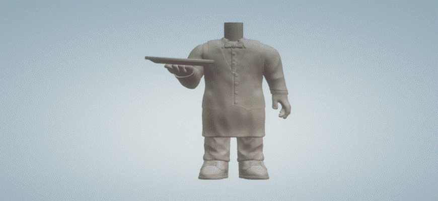 funko pop waiter man body art custom male 3d print model - Mito3D