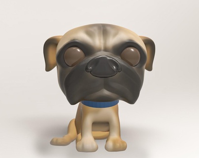 funko pug mascot funkopersonalized pet 3d print model - Mito3D