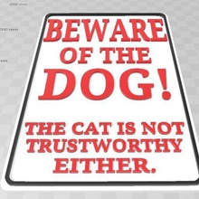 funny beware dog sign art joke gift pet cat notice gag prank 3d print model - Mito3D