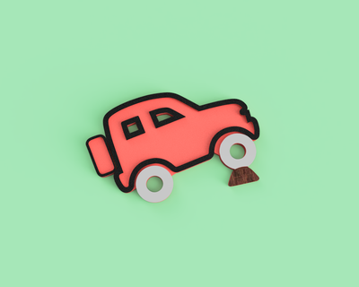 funny car keychain 3d print model - Mito3D