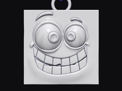 drôle dessin animé carré emoji visages bande dessinée clé titulaire soutien rond pendentif argent or bijoux 3d imprimable modèle tendance mode fantaisie 3d print model - Mito3D