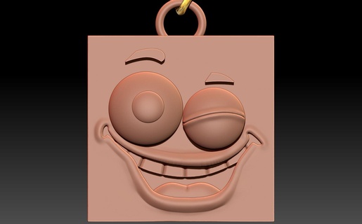 drôle dessin animé carré emoji visages bande dessinée clé titulaire soutien rond pendentif argent or bijoux 3d imprimable modèle tendance mode fantaisie 3d print model - Mito3D