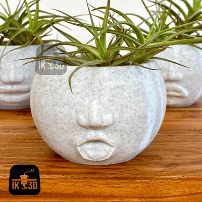 funny facial expression planters set of 4 candle holders containers face planter cute plant pot home decor head modern holder container organizer contemporary minimalist 3d print model - Mito3D