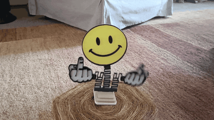 komisch flexi emoji lächeln niedlich emojis liebe herz ziehen mechanisch schreibtisch desktop waschen maschine smiley gesicht hand wagen mitte finger 3d print model - Mito3D