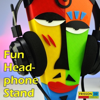 funny headphone stand headphones best modern gadget holder gift support audio decor music art 3d print model - Mito3D