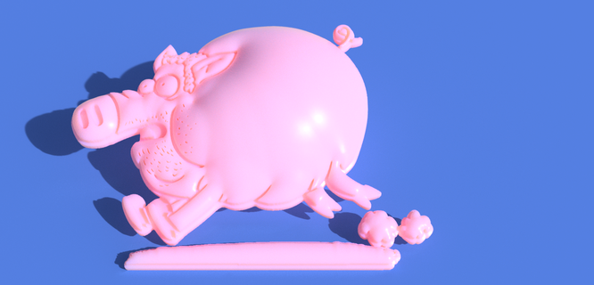 funny pig running animal cartoon fun 3d print model - Mito3D
