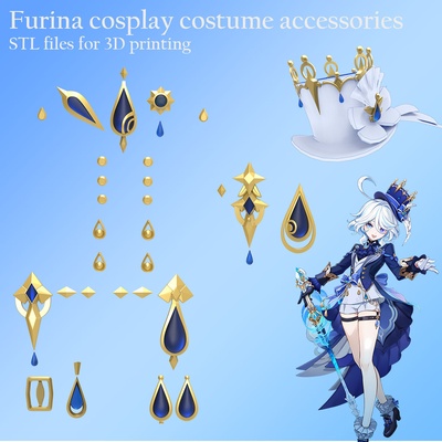 furina cosplay costume accessories stl files 3d printing focalors archon fontaine fontainevision vision genshin genshinimpact genshinimpactcosplay cosplaycraft 3dmodel 3dprinting resin sla art toy decoration keychain 3d print model - Mito3D