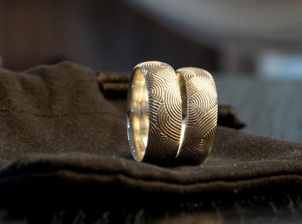 Verschmelzung Ring Hochzeit graviert Muster Engagement 3d print model - Mito3D