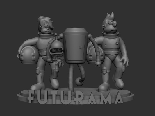 futurama diorama leela philip j fry comedy retro future sci-fi 80s 90s funny robot flinstones bender 3d print model - Mito3D
