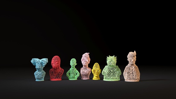 Futurama einstellen Kunst Amy braten Hermes kif Leela Farnsworth Zoidberg Skulpturen Zahl Miniaturen Sammlung Spiele Drahtmodell voronoi Dekor Lampe Draht 3d print model - Mito3D