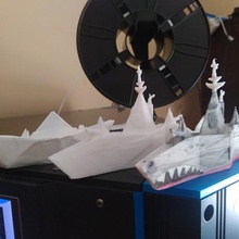 futurist frigate art paper boat decoration shark toy 3d print model - Mito3D