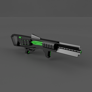 futuristico energia pistola vfx obj 3mf stl fbx arma blaster freddo gioco giocattolo Mela verde nero guerra 3d print model - Mito3D