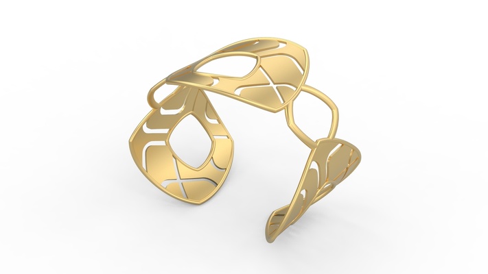 futuristic laser cut women's bracelets bracelet bangle stl printed gold 3d rich luxury diamond stone 3d print model - Mito3D