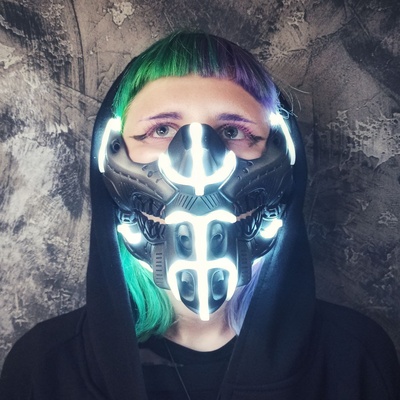 futurista sci fi mascarilla expediente imprimiendo máscara cosplay baloncesto leds cyberpunk 3d print model - Mito3D