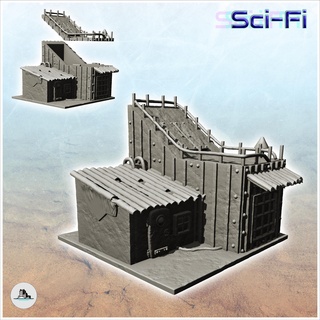 futuristic sheet metal dwelling armored door sloping roof 3 - future sci-fi sf infinity terrain tabletop scifi science fiction postapo miniatures wargame game accessories building apocalypse wars battletech dnd imperial guard space marines warforged 28mm 3d print model - Mito3D