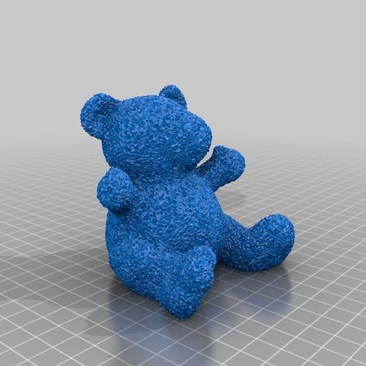 fuzzy bear flat base art creatures 3D print model - Mito3D