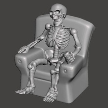 fww - fallout wasteland warfare skeleton chair watching world burn game games wastland wargaming sofa skull seat scenery miniatures miniature figure dnd dead 28mm 3d print model - Mito3D