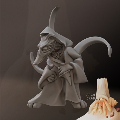 fyodor dog cultist art 10mm 15mm anthropomorphic beast borzoi cthulhu eldritch furry horror magician necromancer rpg tentacle creatures imaginary legends characters 3d print model - Mito3D