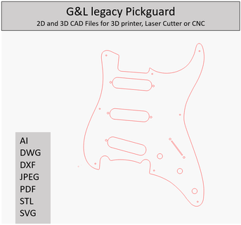 amp héritage pickguard modèles 2d 3d goujat dossiers 3d print model - Mito3D