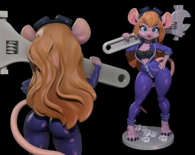 gadget hackwrench Art anthro bigbreasts bigbutt chip cute dale disney doodle fanart female furry gadgethackwrench goggles mouse mousegirl rangers rescue rodent 3d print model - Mito3D