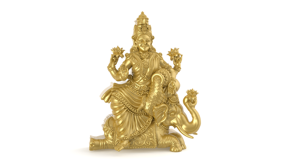 neşeli lakshmi 3d print model 1 Laxmi Kara cad dosya fil Gajalakshmi heykel Hintli tanrıça mücevherat kolye Tanrı takı 3d print model - Mito3D
